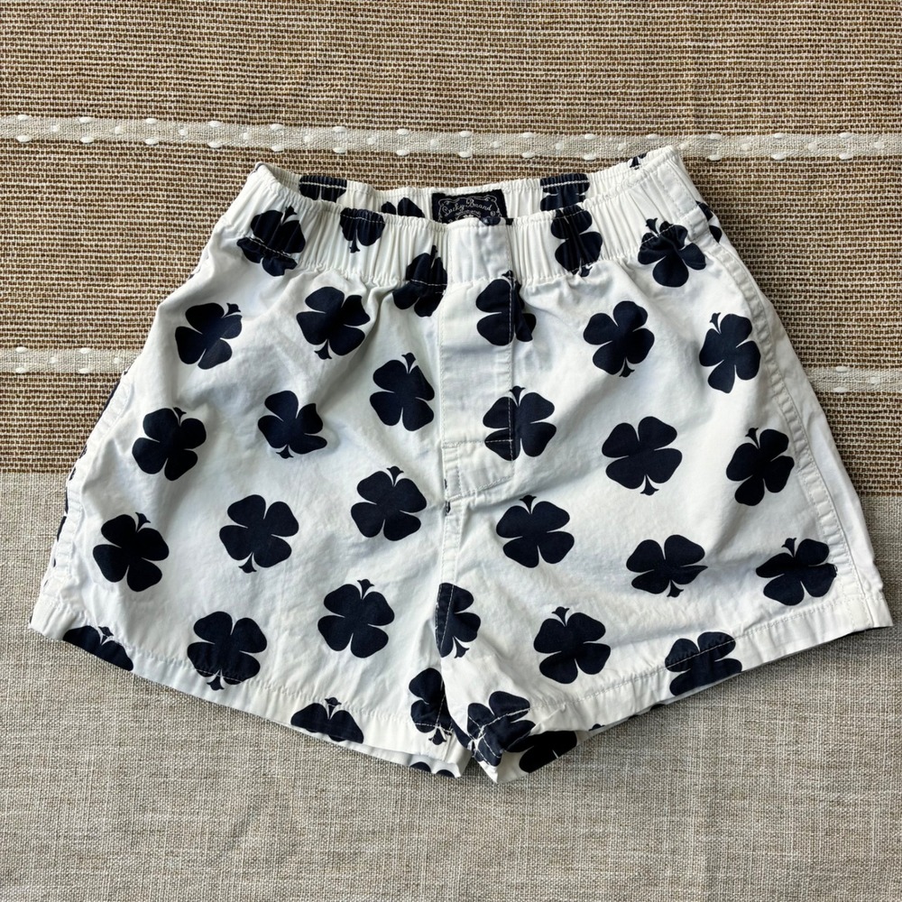 Lucky Brand Kids White Navy Clover‎ Print Cotton Shorts Size 3T Shamrock